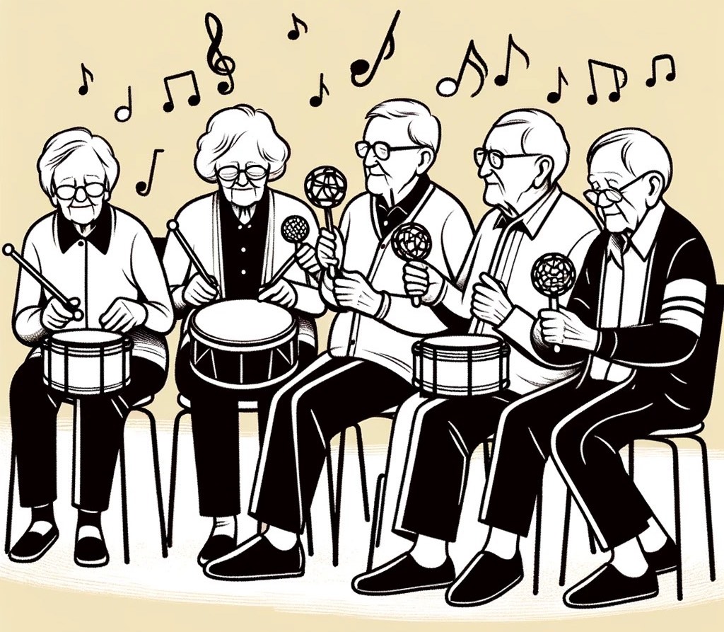 dementerende senioren hebben veel plezier met het maken van muziek